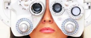 Uplclose image of woman taking eye test